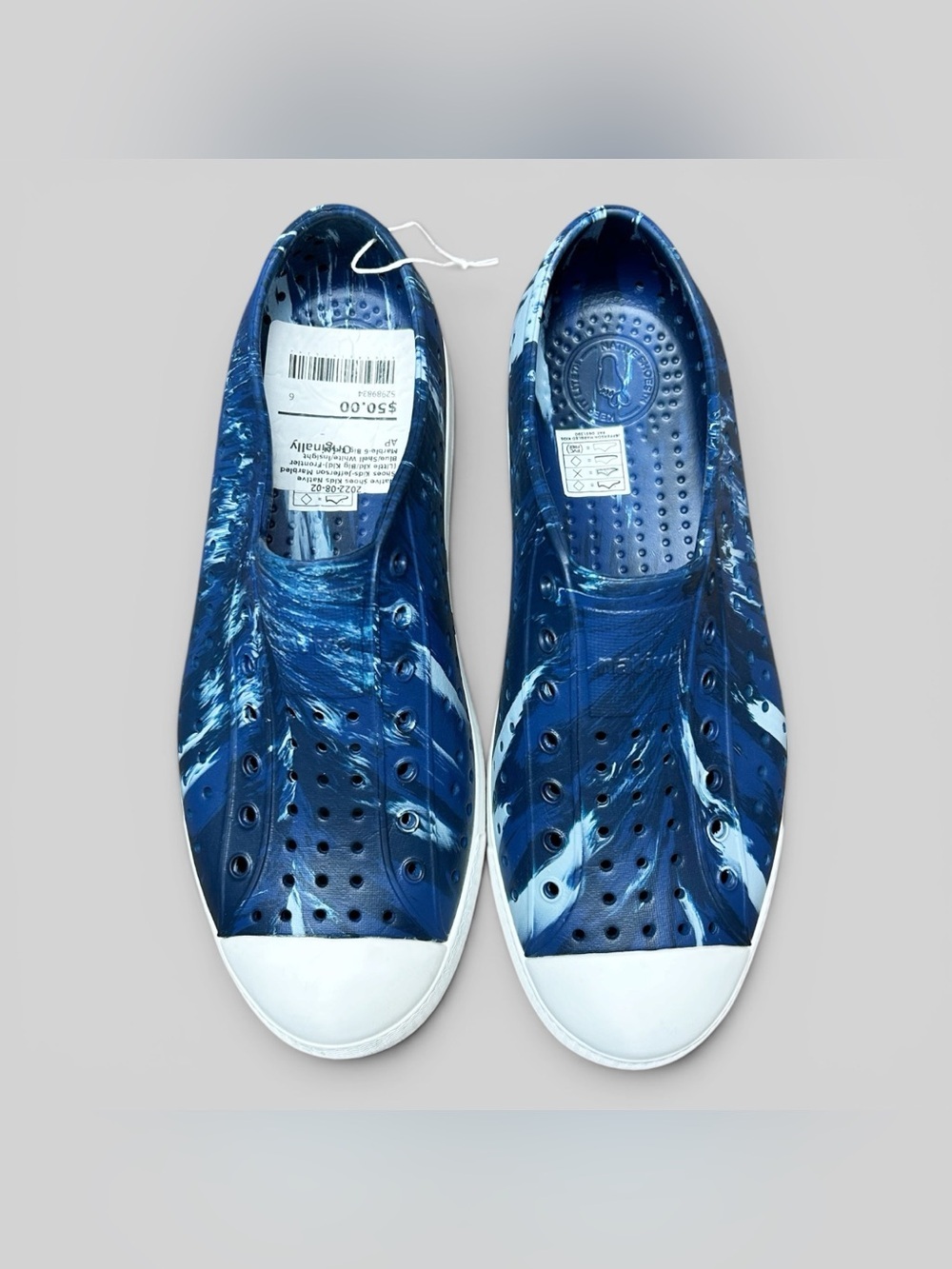 Native Youth/Big Kids Jefferson Marbled Blue White Slip On Shoes Size 6 NEW - Picture 3 of 9